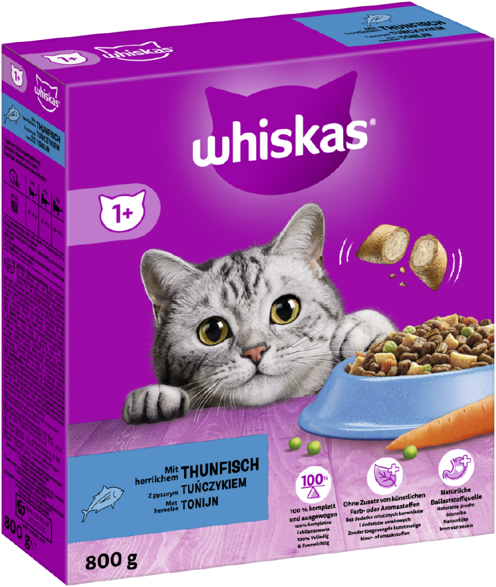 whiskas Katzen-Trockenfutter 1+ mit Thunfisch